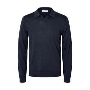 Selected Homme Navy Merino Wool Polo Shirt